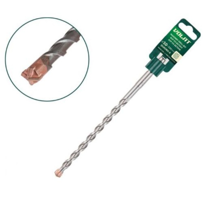 Бур (сверло) 10х160х210 мм SDS-plus QUADRO-X Волат (бур по бетону, крестовая пластина)