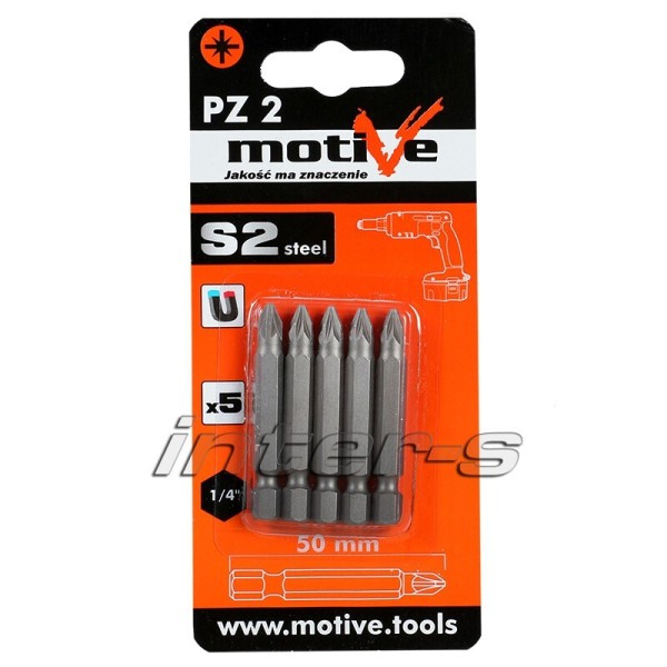 Capăt de șurubelniță cu magnet PZ2 50mm (5buc.) Motive