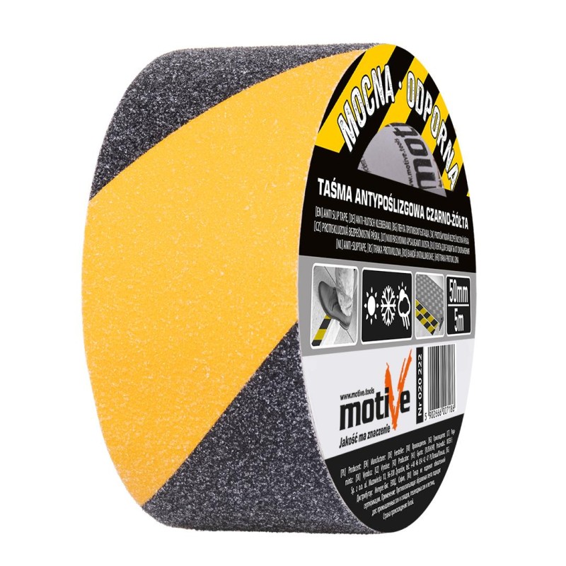 Bandă antiderapantă negru-galben 50mm\5m Motive