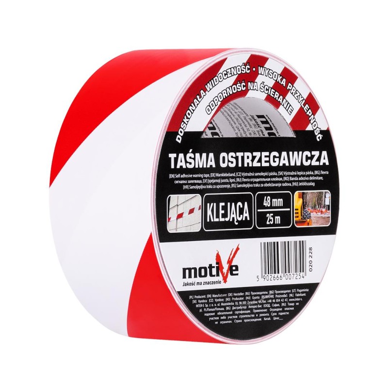 Bandă adezivă delimitare roșu-alb 48mm\25m Motive