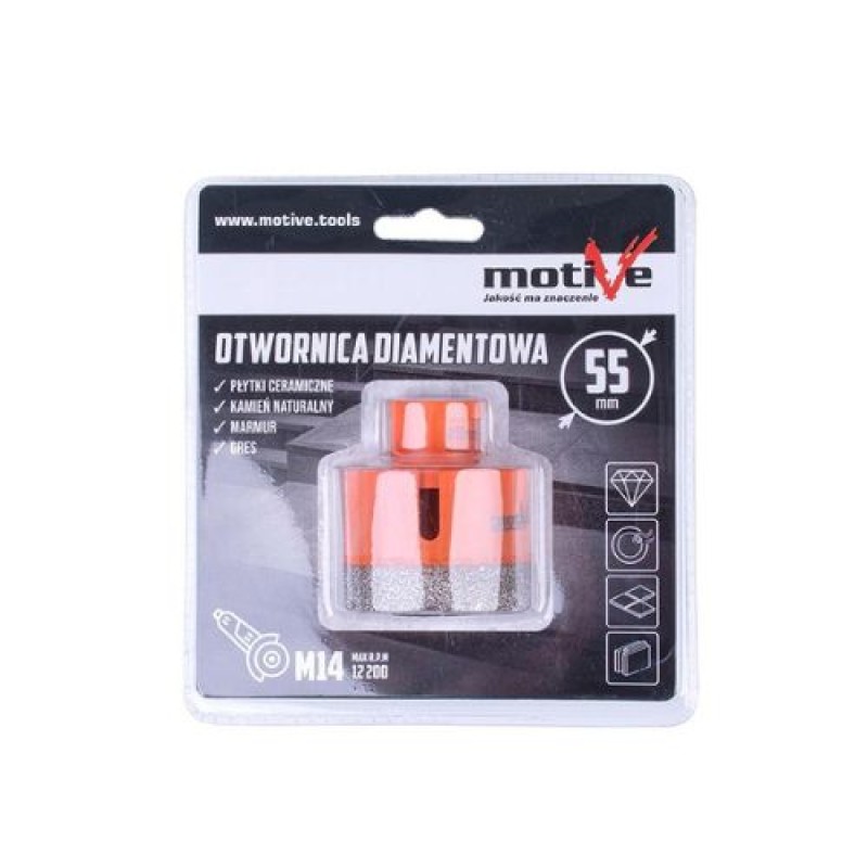 Burghiu-coroană diamantată M14 55mm Motive