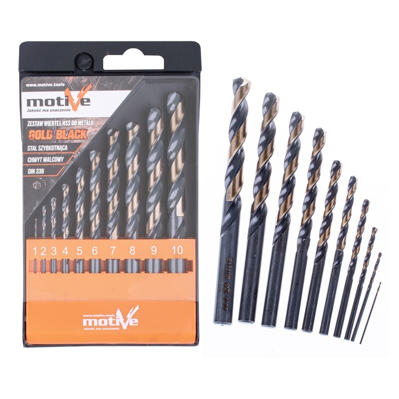 Burghiu pentru metal HSS GOLD BLACK (set 10buc., 1-10mm) Motive