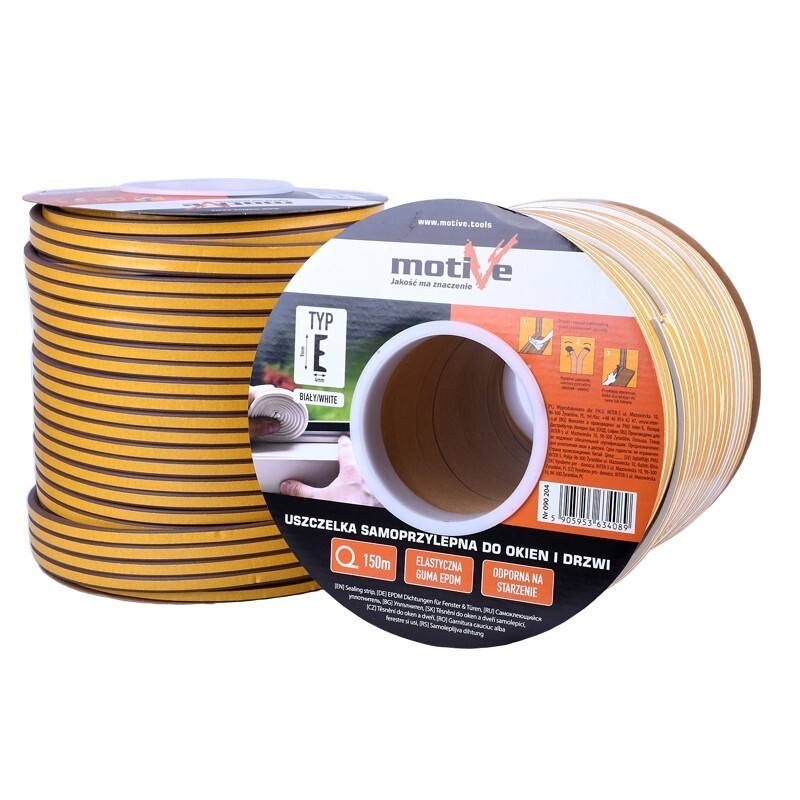 Уплотнитель для окон тип D белый, 100 м