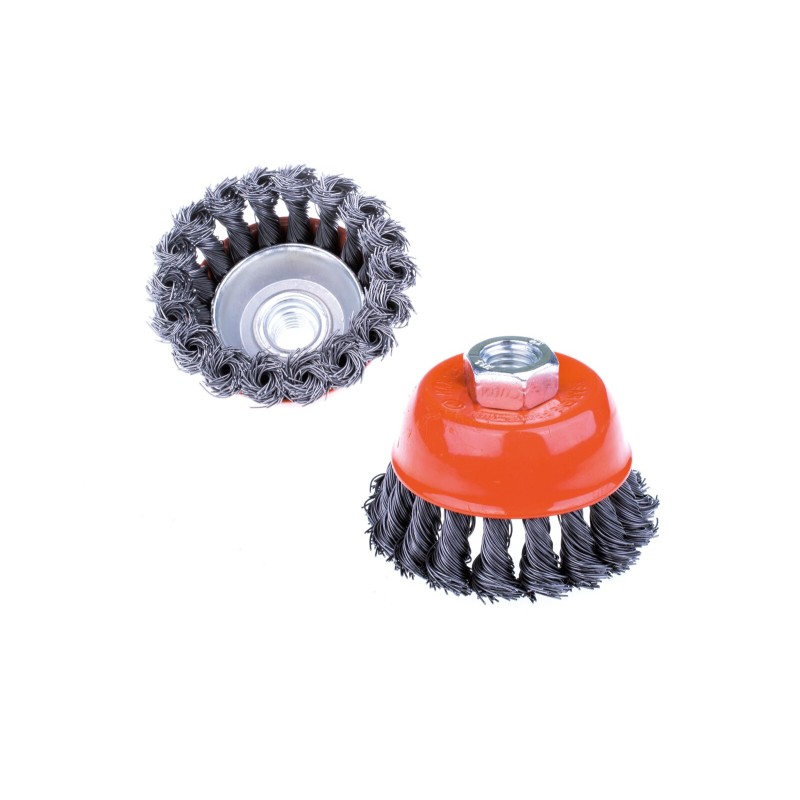 Щетка крацовка  со скрученной проволоки нас. с гайкой М14 80мм