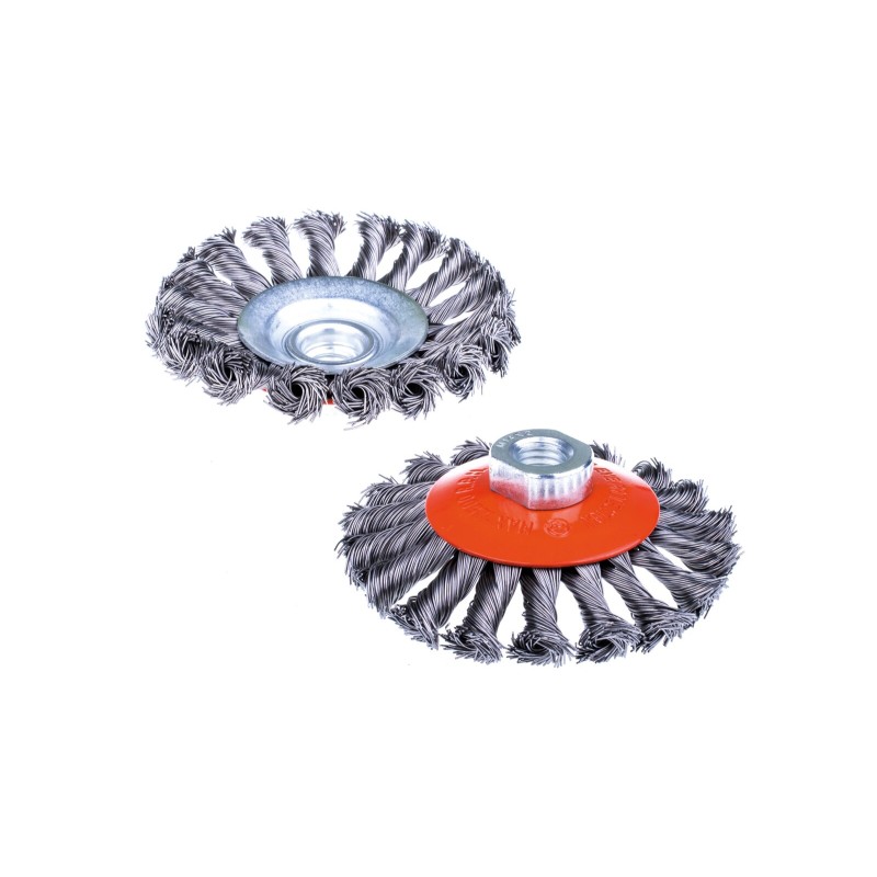 Щетка конусная с гайкой M14 100мм, со скрученой проволки
