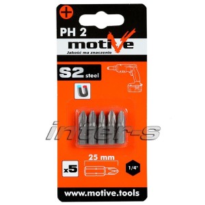 Capăt de șurubelniță cu magnet PH2 25mm (5buc.) Motive