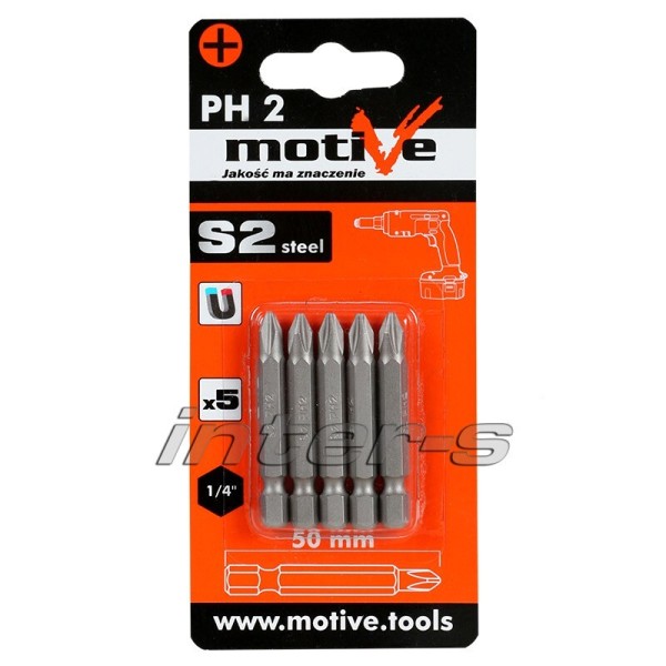 Capăt de șurubelniță cu magnet PH2 50mm (5buc.) Motive