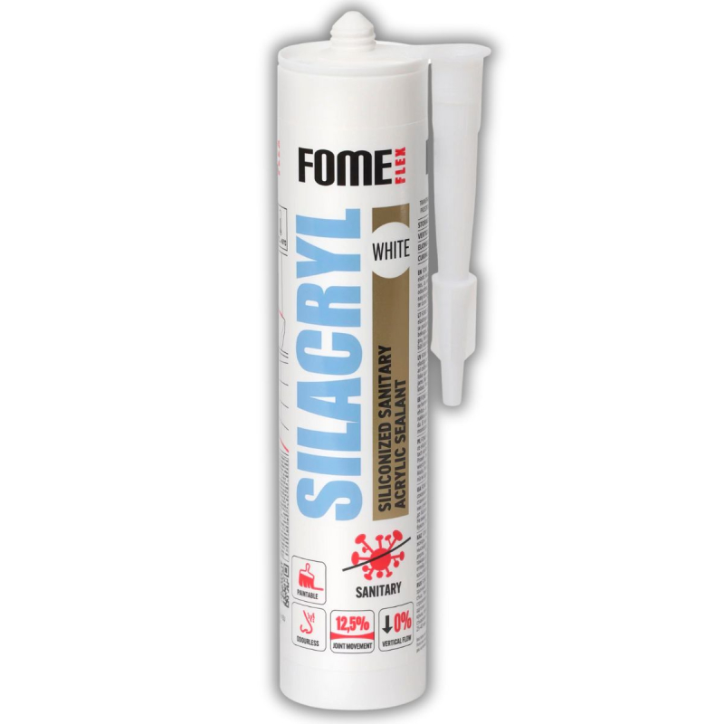Силиконизированый Акриловый Герметик Fome Flex Silacryl 300мл (белый)