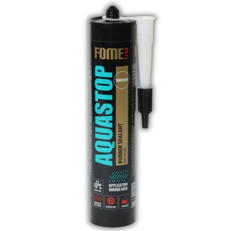 Каучуковый герметик Fome Flex Aquastop с волокнами (прозрачный) 300мл