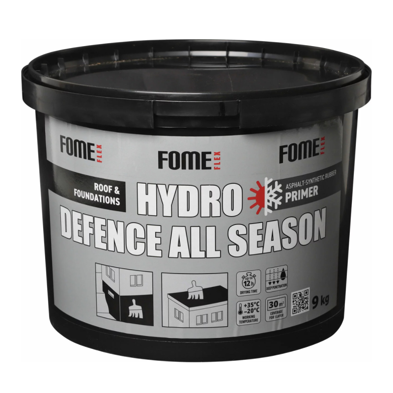 Битумная гидроизоляция всесезонная Fome Flex Hydro Defence All Season Primer, 9 кг