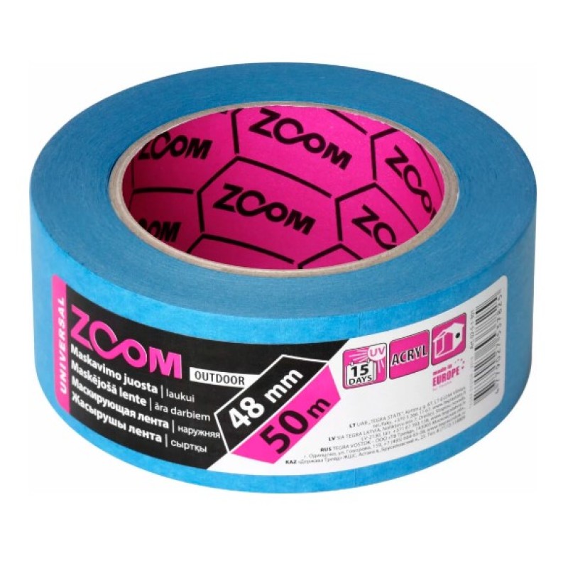 Малярная лента Zoom для наружных работ, 48мм х 50м синяя