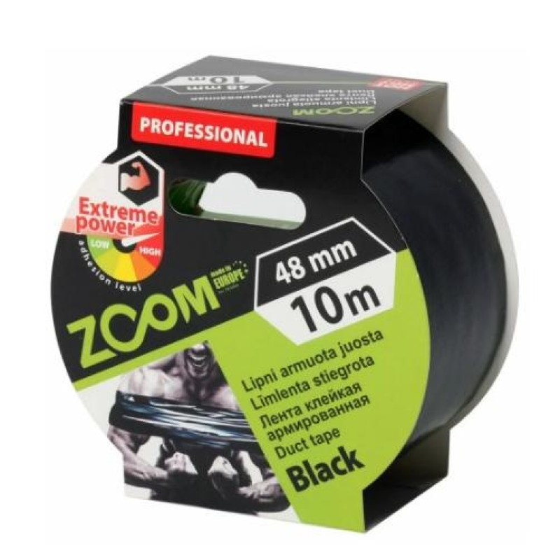 Лента клейкая армированная Extreme Power Zoom, 48мм х 10м черная