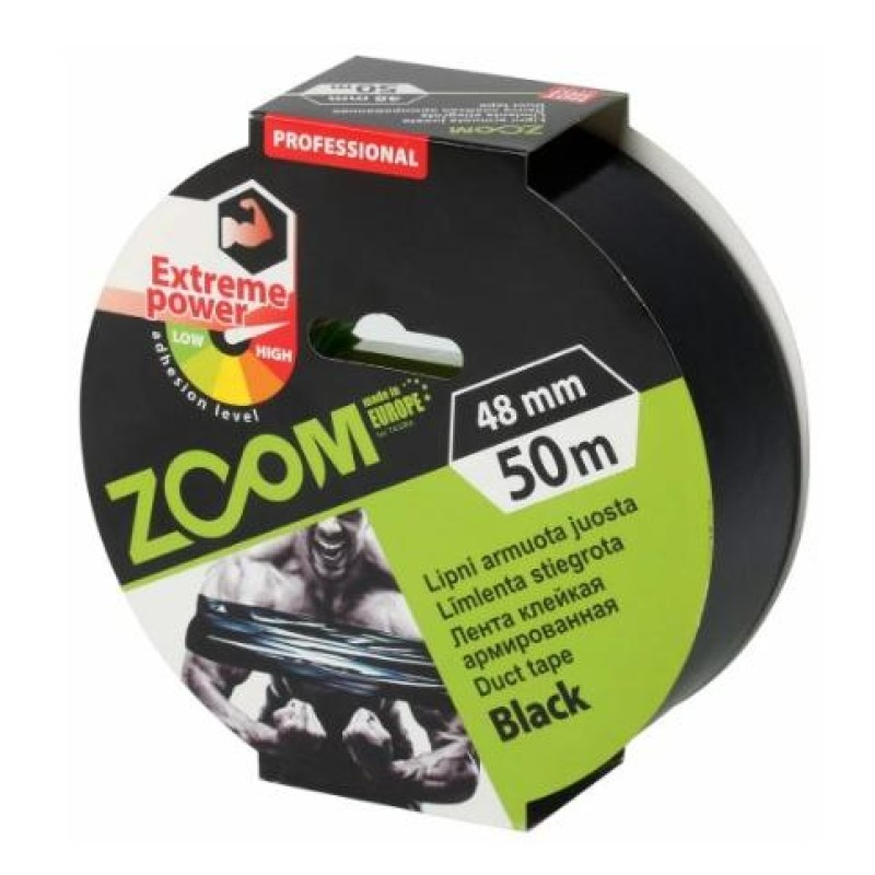 Лента клейкая армированная Extreme Power Zoom, 48мм х 50м черная