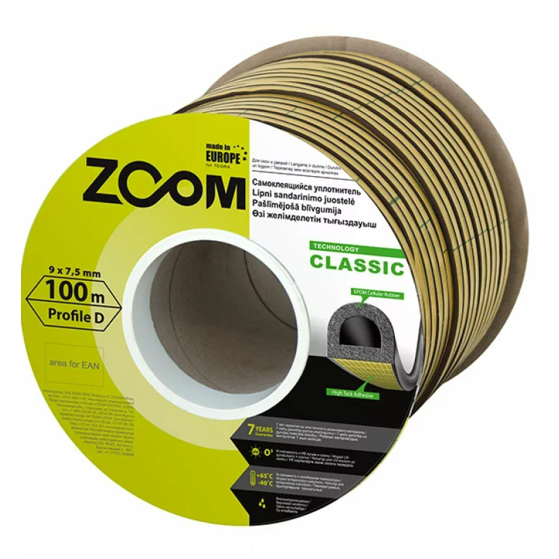 Уплотнительная лента Classic D коричневый, (9х7,5мм) 100м
