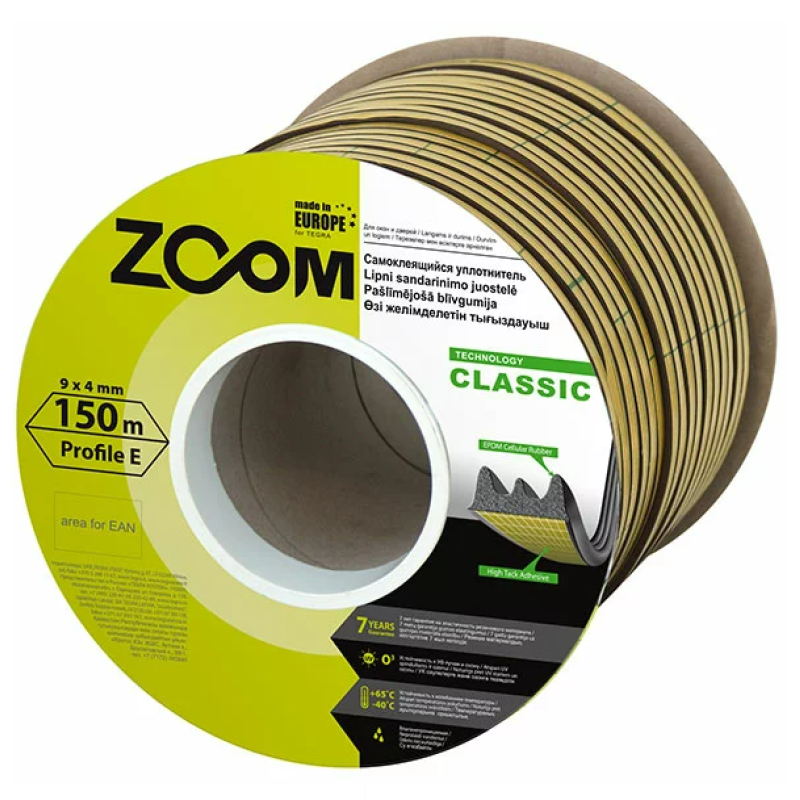 Уплотнительная лента Classic E черный, (9х4мм) 150м