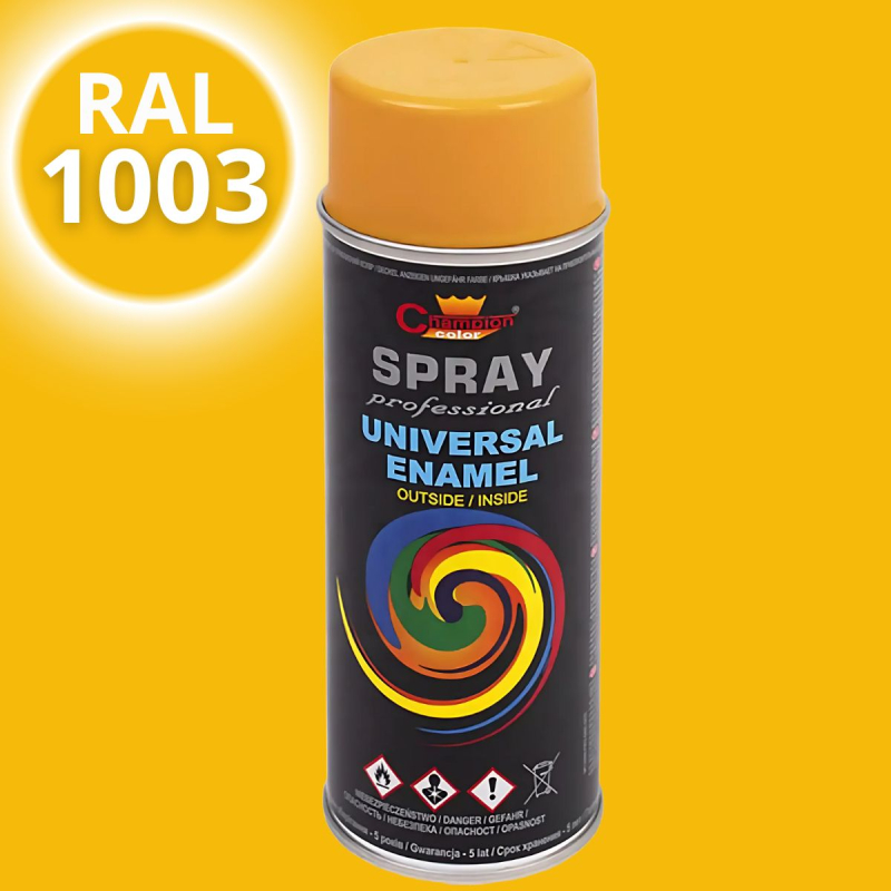 Эмаль-спрей универсальная Champion, светло-желтая (RAL 1003), 400мл