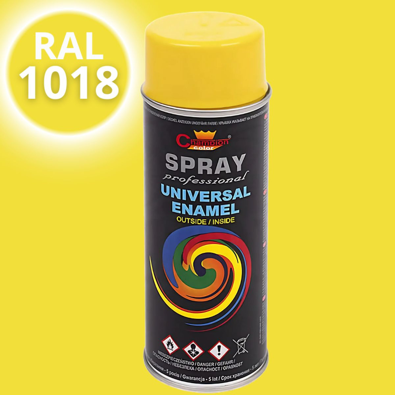 Эмаль-спрей универсальная Champion, желтая (RAL 1018), 400мл
