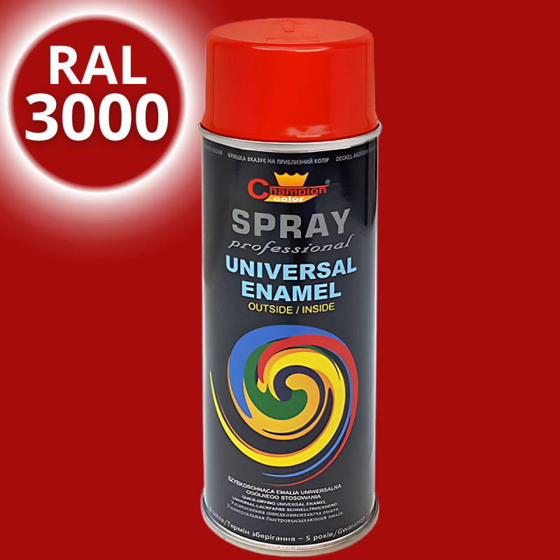 Эмаль-спрей универсальная Champion, огненно-красная (RAL 3000), 400мл