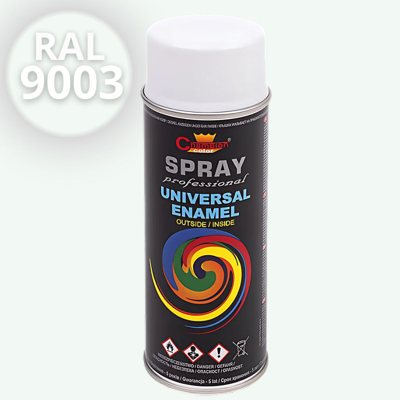 Email spray universal Champion, alb lucios (RAL 9003), 400ml