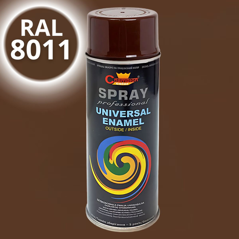 Эмаль-спрей универсальная Champion, цвет орех (RAL 8011), 400мл