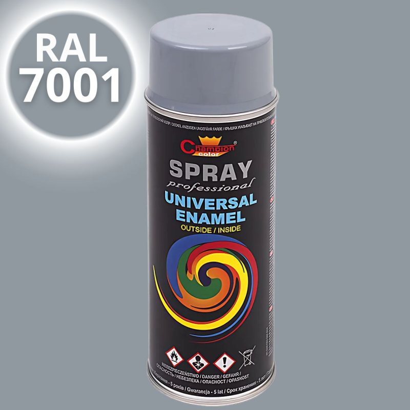 Эмаль-спрей универсальная Champion, серебристо-серая (RAL 7001),  400мл
