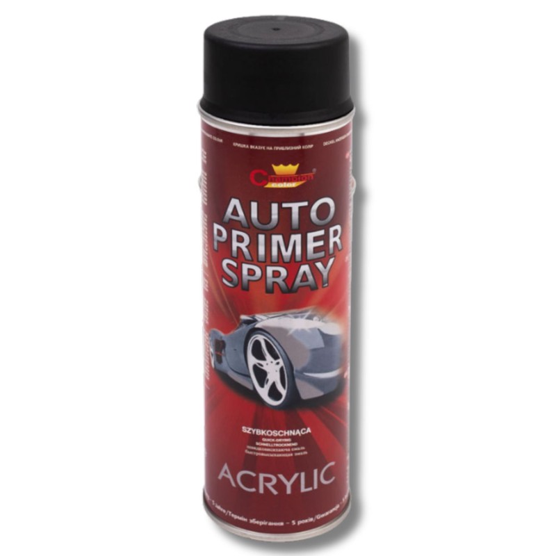 Грунт-спрей Champion Auto Acryl, черный матовый, 500мл