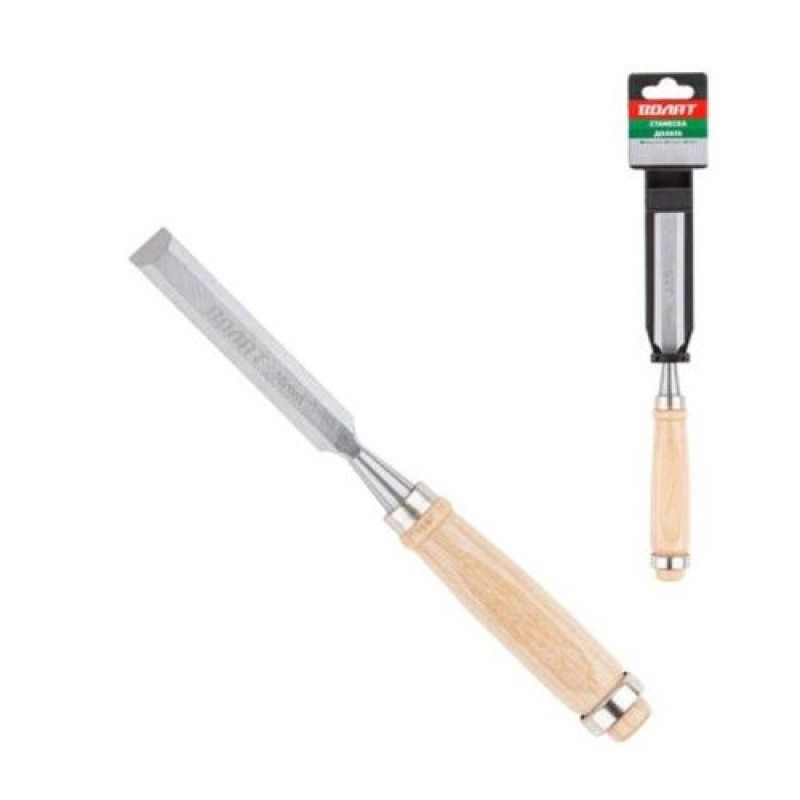 Стамеска плоская 16мм Волат (деревянная рукоятка, металлическое кольцо)