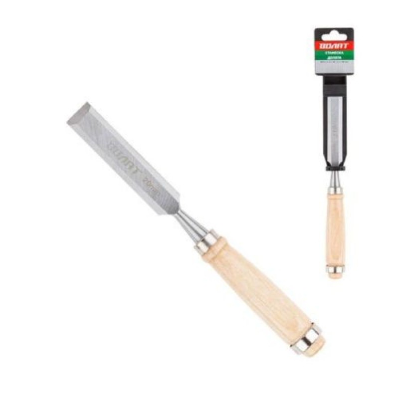 Стамеска плоская 20мм Волат (деревянная рукоятка, металлическое кольцо)