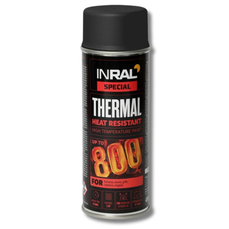 Email spray termorezistent Inral Thermal, negru (RAL 9011), 400ml