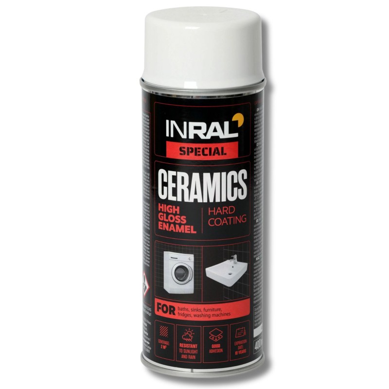 Эмаль керамическая Inral Ceramics для ванн, холодильников, стиральных машин, белая (RAL 9003), 400мл