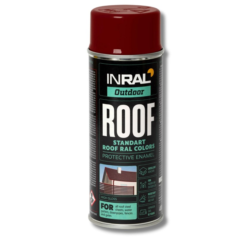 Эмаль для крыш Inral Roof Spray, коричнево-красная (RAL 3011), 400мл