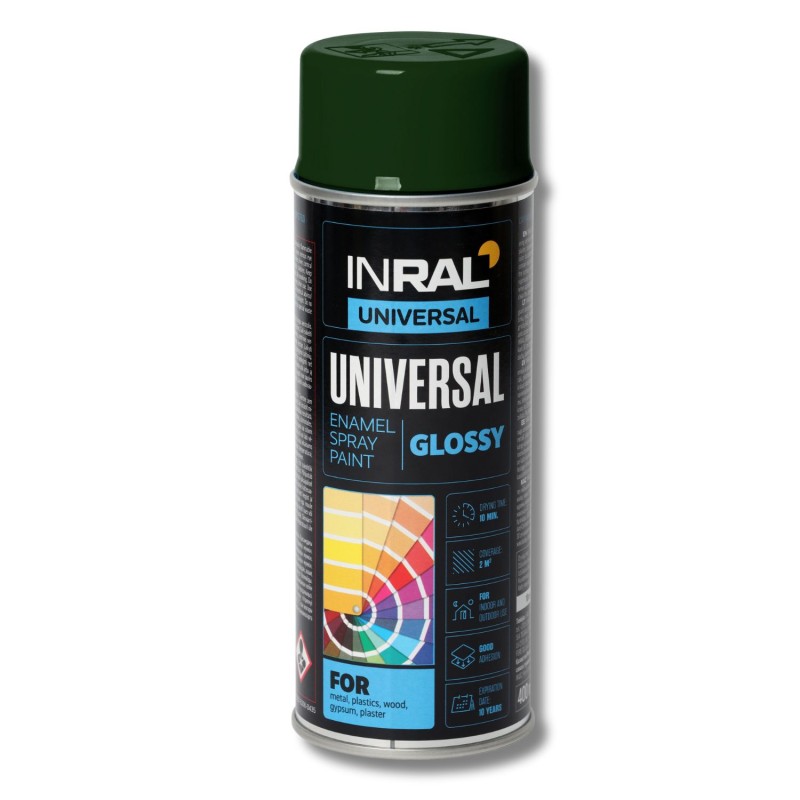 Эмаль универсальная Inral Universal, темно-зеленая (RAL 6009), 400мл