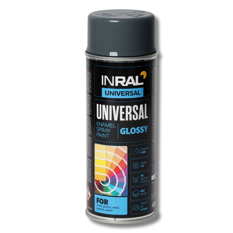 Эмаль универсальная Inral Universal, серая (RAL 7024), 400мл