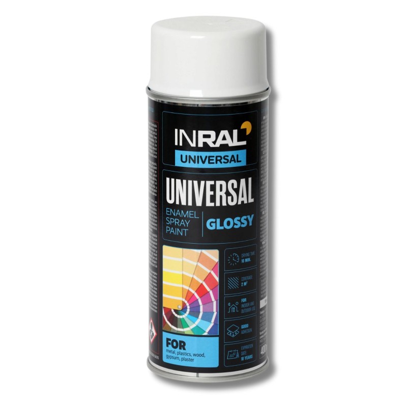 Эмаль универсальная Inral Universal, белая глянец (RAL 9003), 400мл