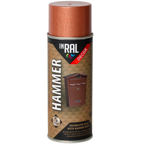 Vopsea decorativă cu efect de ciocan Inral Hammer (cupru) 400ml