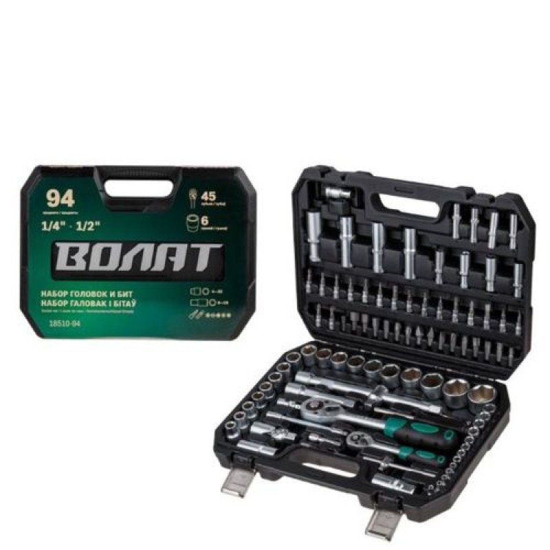 Набор головок и бит (94 шт) Волат (1/4