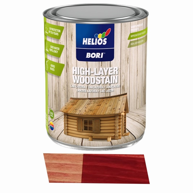 Лак-лазурь с воском для древесины Helios Bori (махагон 7), 5л