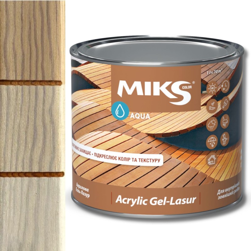 Gel-lazur acrilic Мiks Color, alb 2,5l