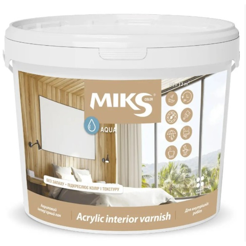 Lac interior acrilic Мiks Color, lucios 2,5kg