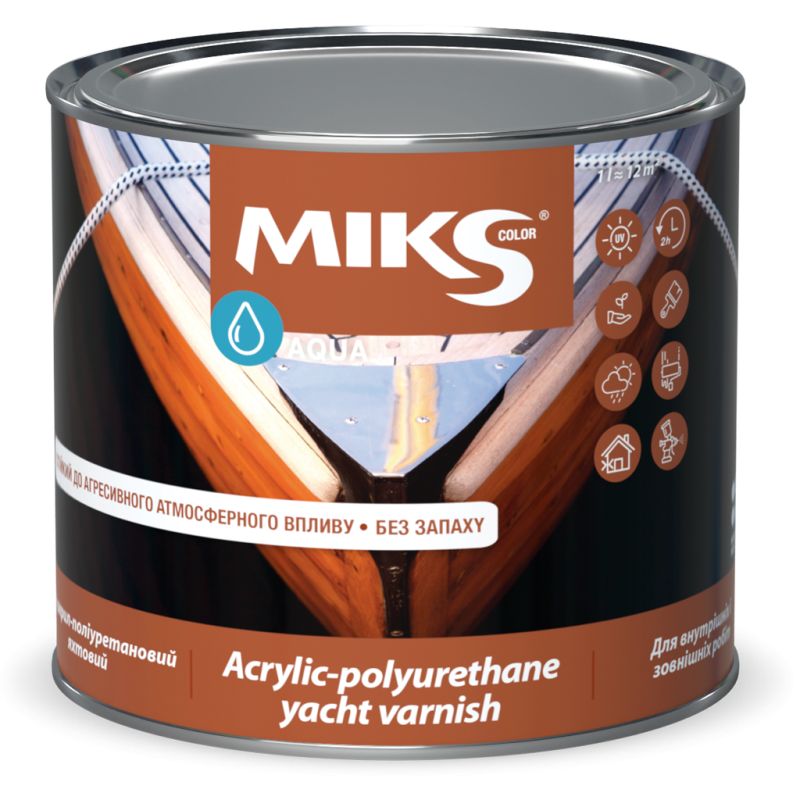 Lac acril-poliuritanic pentru iahturi Мiks Color Yaht, satin-mat 0,75L