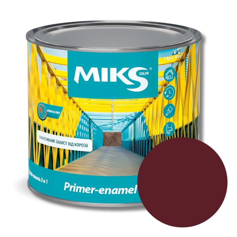 Grund-email 3 în 1  Мiks Color, vișiniu RAL3005,  0,8kg