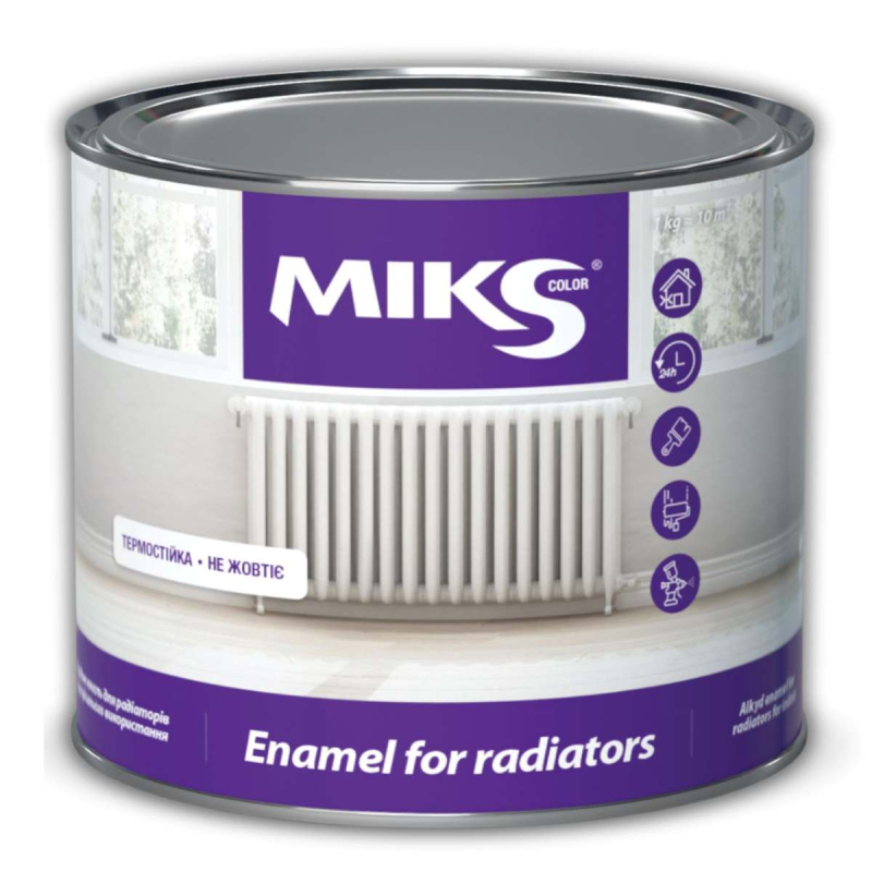 Email alchidic pentru radiator Мiks Color, alb 0,8kg (v.v. 0,9kg)
