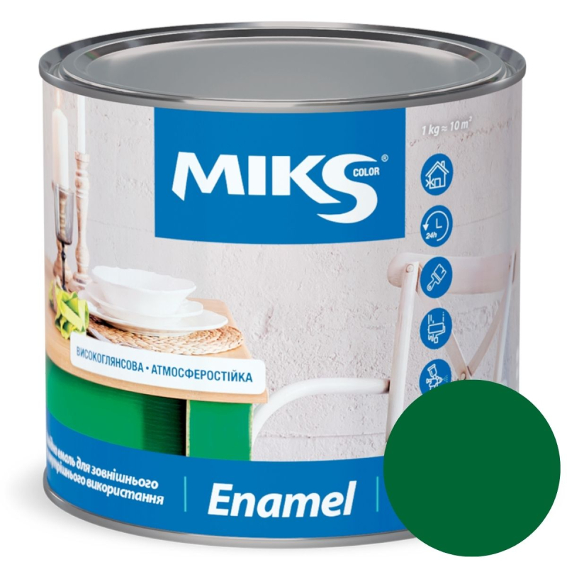 Email alchidic Miks Color, verde-aprins 0,8kg (v.v. 0,9kg)
