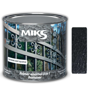 Грунт-эмаль 3 в 1 молотковая  Miks Color, графитовая 2кг