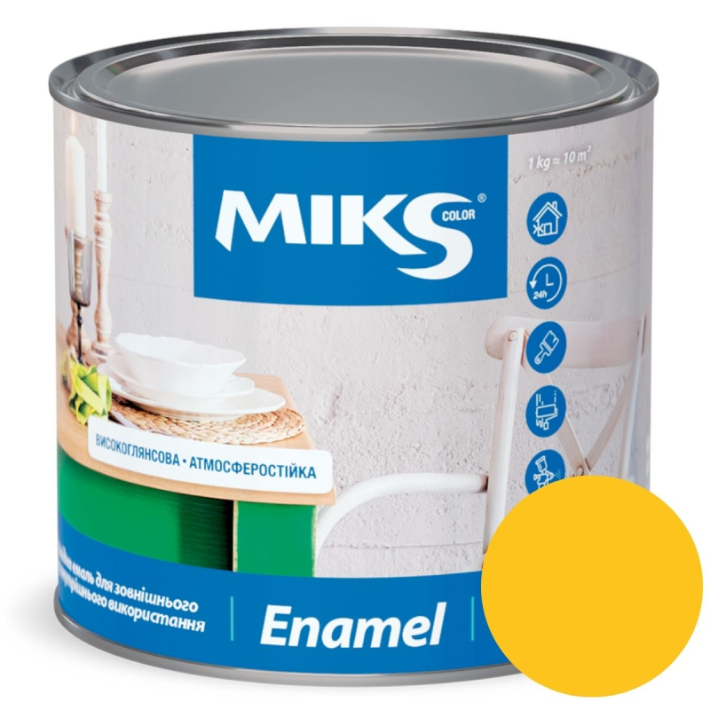 Эмаль алкидная Miks Color, желтая 2,8кг