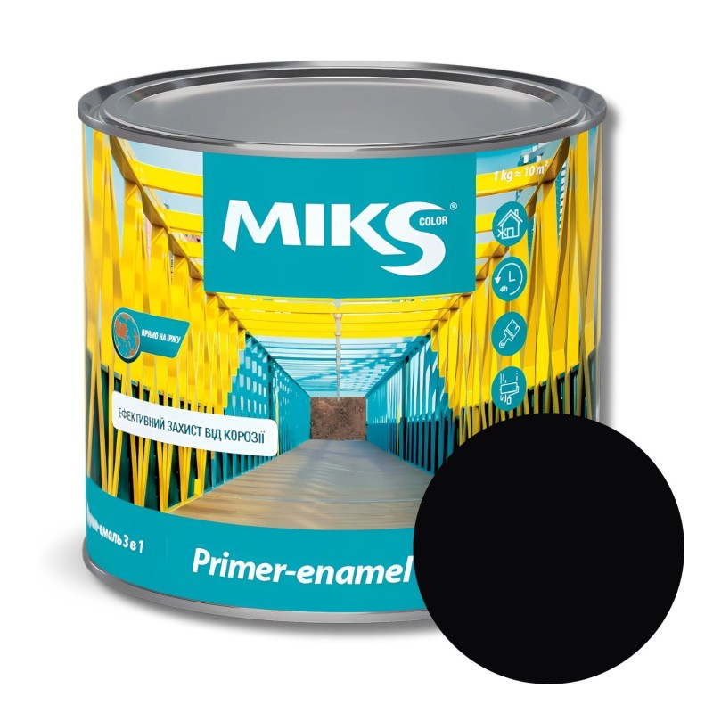 Grund-email 3 în 1 Miks Color, negru (RAL9005), 2,3kg (v.v. 2,5kg)