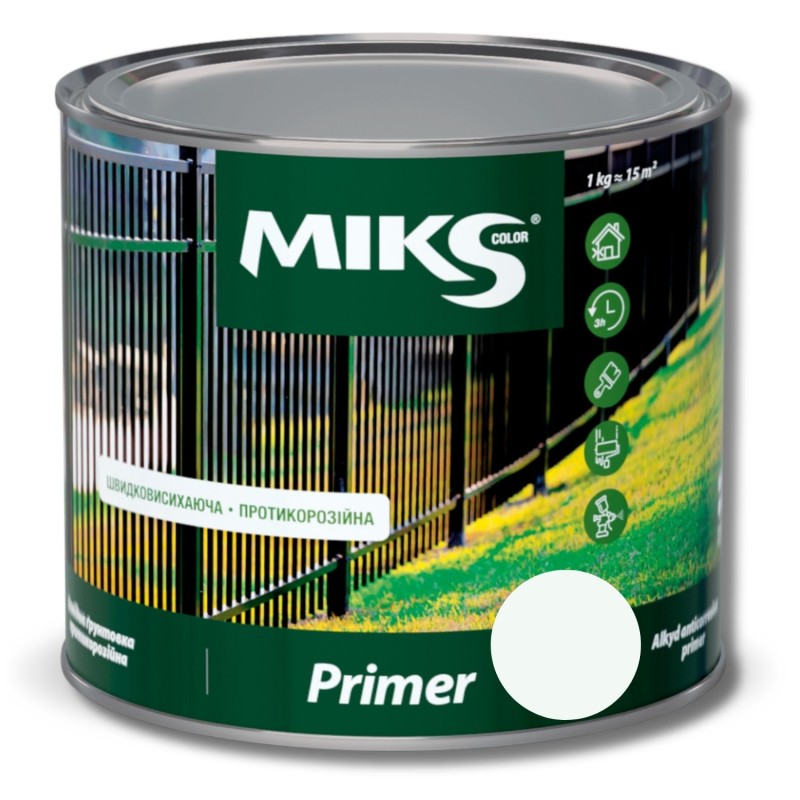 Грунтовка антикоррозийная Miks Color, белая 0,9кг