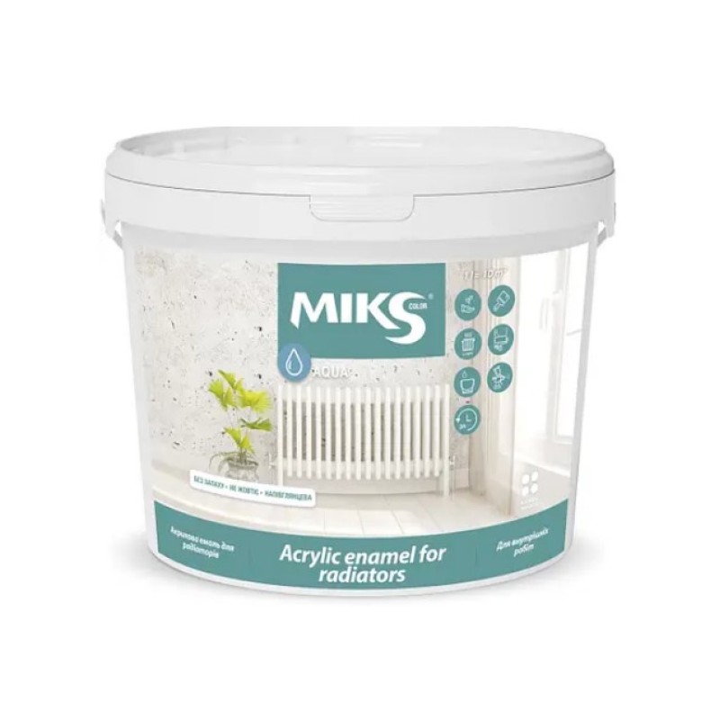 Эмаль акриловая для радиаторов Miks Color, белая 0,75л (0,9кг)