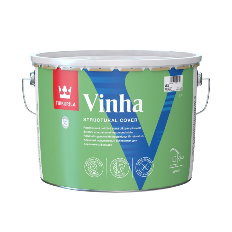 Vopsea-antiseptic semimat pentru fațade din lemn Tikkurila Vinha (baza VC) 2,7L