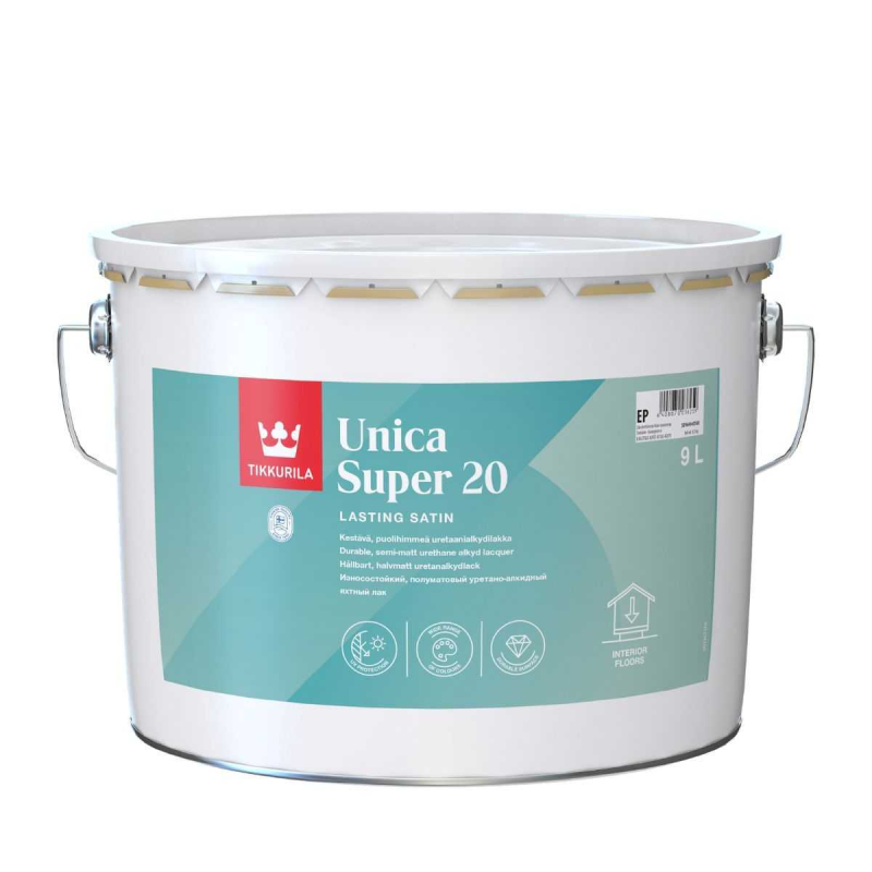Лак яхтный алкидно-уретановый Tikkurila Unica Super 20, полуматовая 9л